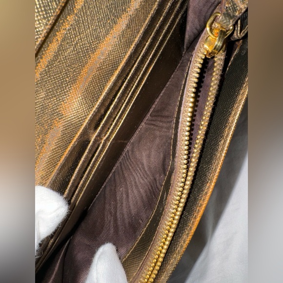 Prada Metallic Gold Saffiano Leather Lux Long Wallet - Picture 11 of 16